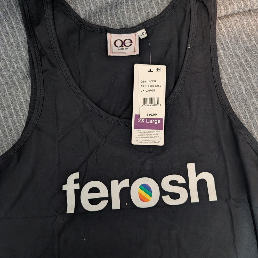 QED London Black Tank Top with Rainbow Detail